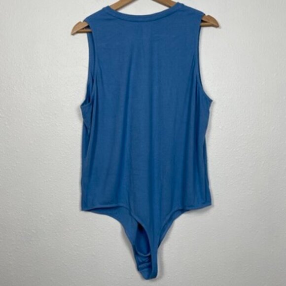 NWT Ashley Graham Knix Micro Modal Ribbed Tank Bodysuit in Blue daylight Sz: 3XL - Picture 5 of 10